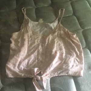 Pink pastel with white flowers crop top